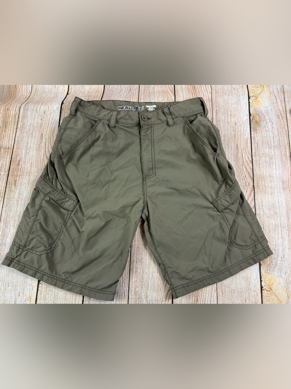 Mens RealTree Nylon Brown Cargo Shorts Size 30